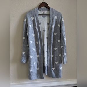 Soft Gray Hearts Cardigan